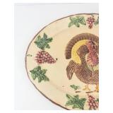 Turkey Motif Ceramic Plate with Grapevine Border - Made in Canada