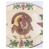 Turkey Motif Ceramic Plate with Grapevine Border - Made in Canada