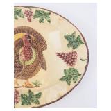 Turkey Motif Ceramic Plate with Grapevine Border - Made in Canada