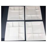 Swissmar Square 4-Section Ceramic Plates - White (4-Pack)