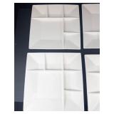 Swissmar Square 4-Section Ceramic Plates - White (4-Pack)