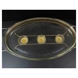 Pyrex Vintage Oval Chafing Dish with Gold-Tone Stand (Candle Warmer) Model 815/1233