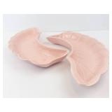 Pink Wing-Shaped Ceramic Dishes - No. 380 - Made in USA