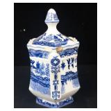 Hexagonal Teapot with Lid - Blue & White Chinoiserie Porcelain
