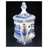 Hexagonal Teapot with Lid - Blue & White Chinoiserie Porcelain