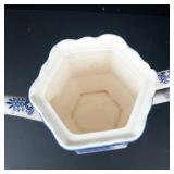 Hexagonal Teapot with Lid - Blue & White Chinoiserie Porcelain