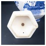 Hexagonal Teapot with Lid - Blue & White Chinoiserie Porcelain