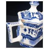 Hexagonal Teapot with Lid - Blue & White Chinoiserie Porcelain