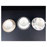 Teacups with Saucers - Assorted Floral Patterns (Set of 3)