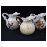 Vintage Porcelain Miniature Pitcher Set - 3-Piece Bird & Pheasant Motifs