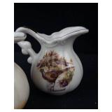 Vintage Porcelain Miniature Pitcher Set - 3-Piece Bird & Pheasant Motifs