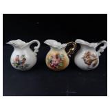 Vintage Porcelain Miniature Pitcher Set - 3-Piece Bird & Pheasant Motifs