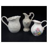 Enesco Precious Moments My Deer Friend Miniature Pitcher - 2 Vintage Floral Pitchers (Japan-made)
