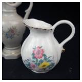 Enesco Precious Moments My Deer Friend Miniature Pitcher - 2 Vintage Floral Pitchers (Japan-made)