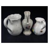 Enesco Precious Moments My Deer Friend Miniature Pitcher - 2 Vintage Floral Pitchers (Japan-made)