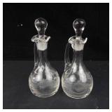 Vintage Clear Glass Cruets - Etched Leaf Pattern (Lot of 3)