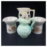 Rivera Caribe Pitcher & Creamer - Avon Jadeite Milk Glass Pitcher - Blue Ridge Betty Creamer