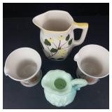 Rivera Caribe Pitcher & Creamer - Avon Jadeite Milk Glass Pitcher - Blue Ridge Betty Creamer