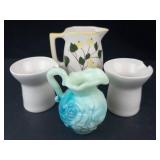 Rivera Caribe Pitcher & Creamer - Avon Jadeite Milk Glass Pitcher - Blue Ridge Betty Creamer
