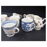 Miniature Japanese Blue & White Porcelain Teacups - Made in Japan (Lot of 9)