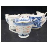 Miniature Japanese Blue & White Porcelain Teacups - Made in Japan (Lot of 9)