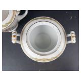 Fuji China Japan Floral Sugar Bowl With Twin Handles & Matching Creamer - Gold Trim - Vintage Porcelain