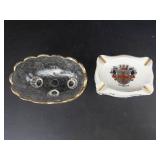 Jeannette Glass Louisa Candy Dish & Wilhelm Kunst Hand-Painted Porcelain Ashtray Box