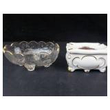 Jeannette Glass Louisa Candy Dish & Wilhelm Kunst Hand-Painted Porcelain Ashtray Box