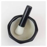 HIC Japan Mortar & Pestle - Black Ceramic Hexagonal Bowl, White Interior