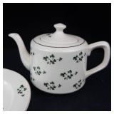 Carrigaline Pottery Co. Ireland Clover Pattern Teapot & Plate Set