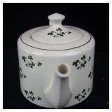 Carrigaline Pottery Co. Ireland Clover Pattern Teapot & Plate Set