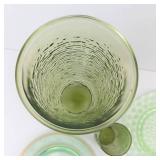 Green Glassware Set and J&G Meakin Royal Staffordshire Avondale Green Transferware Sugar Bowl w/ Lid