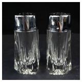 Anchor Hocking Drop Pattern Salt & Pepper Shakers - Pressed Glass with Chrome Lids (Lot of 2)