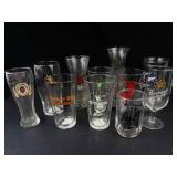 Assorted Beer Glasses With Brewery Logos - Guinness, Bass, Würzburger Hofbräu, Southwark Old Stout