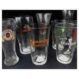 Assorted Beer Glasses With Brewery Logos - Guinness, Bass, Würzburger Hofbräu, Southwark Old Stout