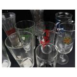 Assorted Beer Glasses With Brewery Logos - Guinness, Bass, Würzburger Hofbräu, Southwark Old Stout