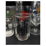 Assorted Beer Glasses With Brewery Logos - Guinness, Bass, Würzburger Hofbräu, Southwark Old Stout
