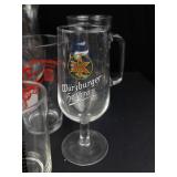 Assorted Beer Glasses With Brewery Logos - Guinness, Bass, Würzburger Hofbräu, Southwark Old Stout