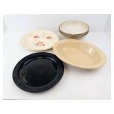 Buffalo China Serving Bowl, Dansk Plate, Universal Pottery Divided Plate, Sango Bowls (Lot of 5)