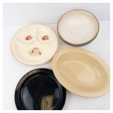Buffalo China Serving Bowl, Dansk Plate, Universal Pottery Divided Plate, Sango Bowls (Lot of 5)