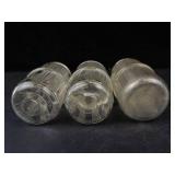 Hoosier Glass Spice Jars (3) - Enamel Mugs (2) Vintage Kitchenware