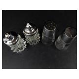 Vintage Crystal Salt Shaker Set With Silver Tops & Clear Glass Pepper Shakers (4-Piece)