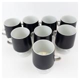 Porcelain Black & White Pedestal Espresso Mugs (Lot of 8)