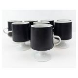 Porcelain Black & White Pedestal Espresso Mugs (Lot of 8)
