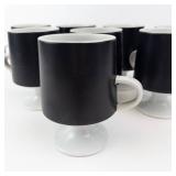 Porcelain Black & White Pedestal Espresso Mugs (Lot of 8)