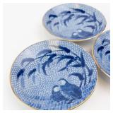 Arita Blue Chinese Quail - 4-Piece Fine Porcelain Set Made in Japan