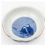 Arita Blue Chinese Quail - 4-Piece Fine Porcelain Set Made in Japan