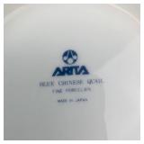 Arita Blue Chinese Quail - 4-Piece Fine Porcelain Set Made in Japan