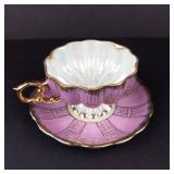 Royal Sealy China Pink & Gold Luster Teacup & Saucer Set - Japan
