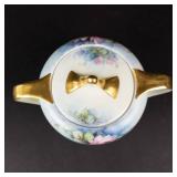 Porcelain Creamer & Lidded Sugar Bowl Set - Floral Roses, Gold Trim, Germany
